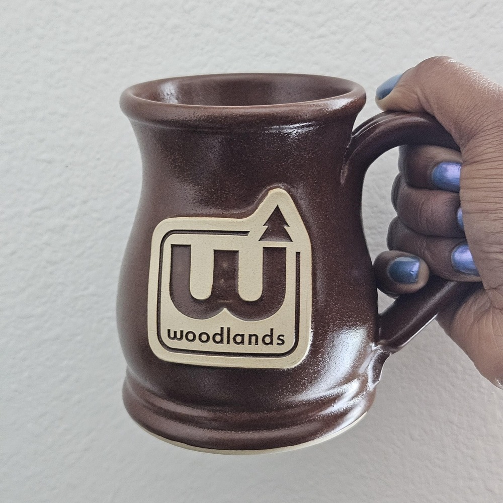 Wide bottom mug woodlands pottery made in the USA brown coffee cup - Picture 7 of 8